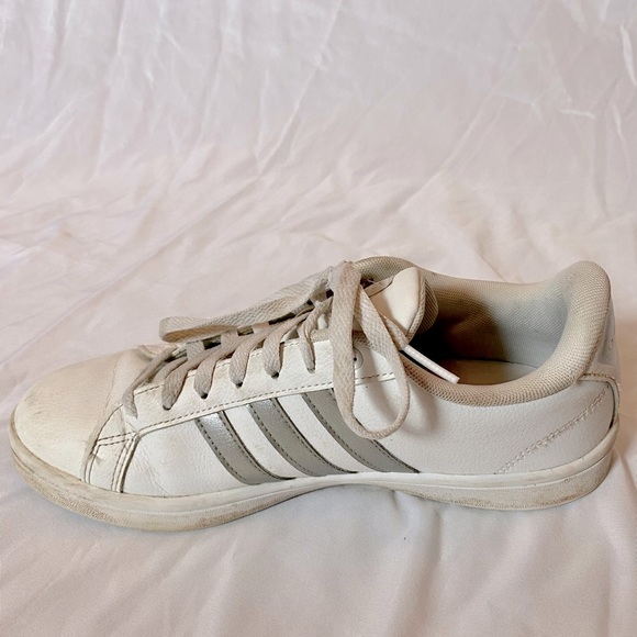 adidas Shoes Adidas White Tennis Shoes With Gray Stripes Poshmark